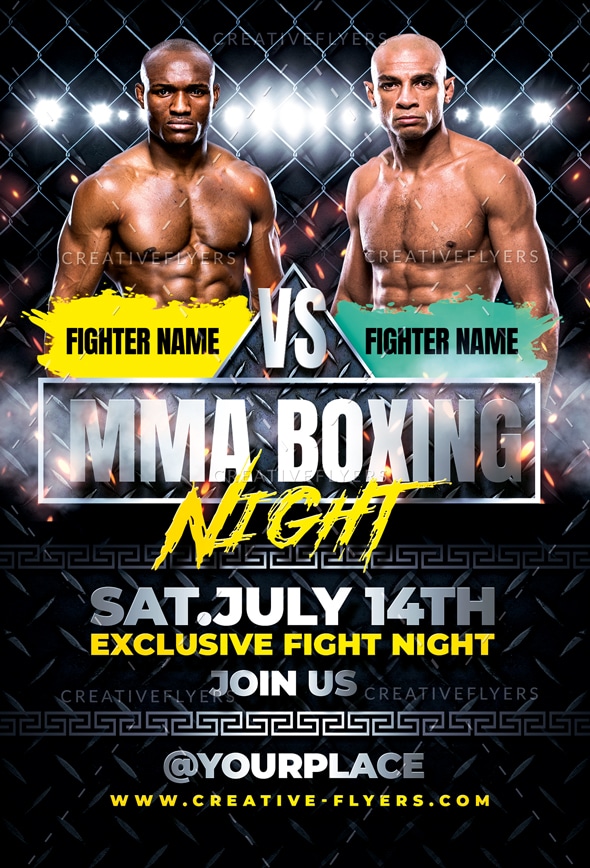 Flyer and Poster Template for Fight Sports, MMA, Boxing