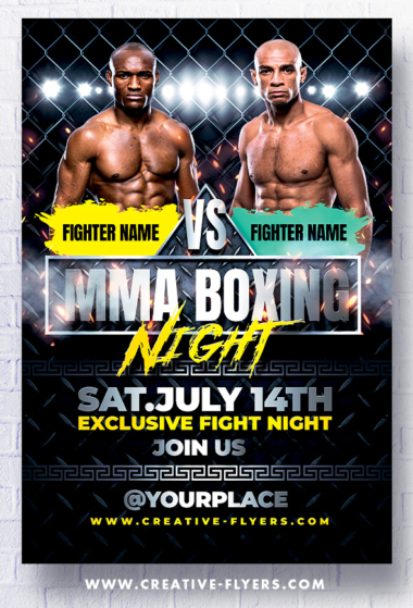Flyer and Poster Template for Fight Sports, MMA, Boxing