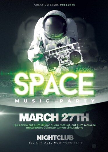Space Party flyer template