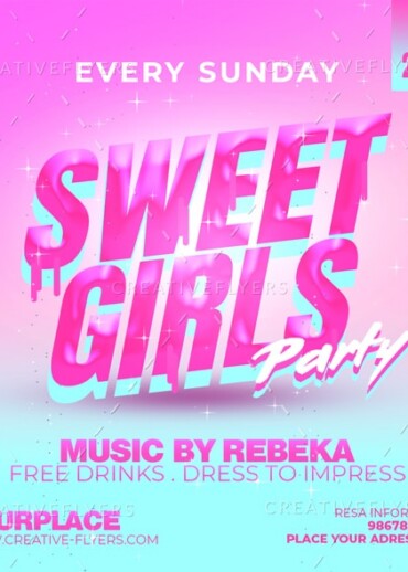 Girls Party Flyer for photoshop software