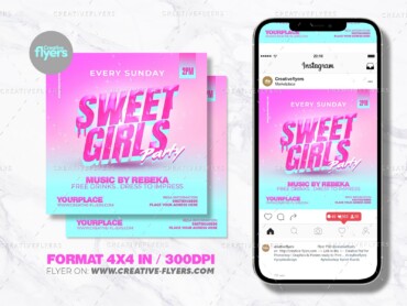 Sweet Girls Party Flyer (4) Girls Party Flyer for photoshop software