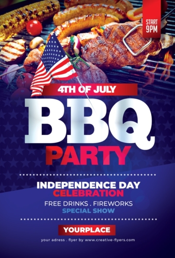 Bbq flyer template special independence day