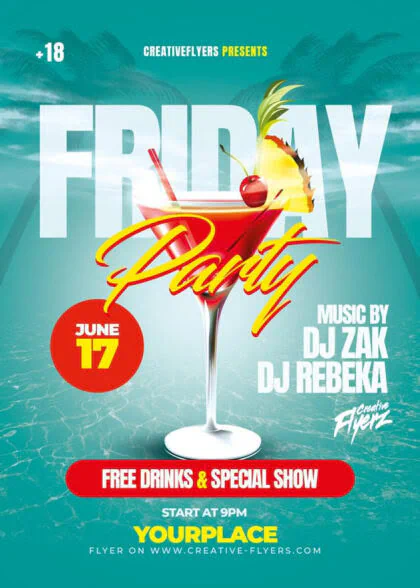 Cocktail Party Flyer PSD to edit