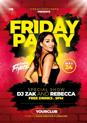 Friday Night Part Flyer template for Photoshop
