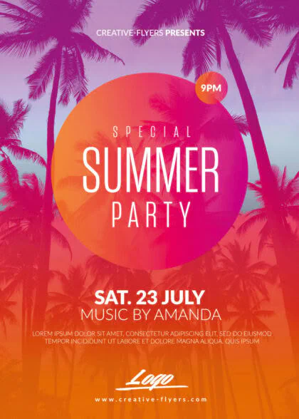 Free template to promote summer party