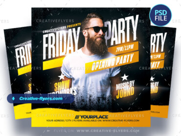 Nightclub Party Flyer PSD-4 Nightclub Party Flyer with DJ