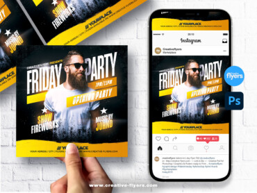 Nightclub Party Flyer PSD-5 Nightclub Party Flyer with DJ