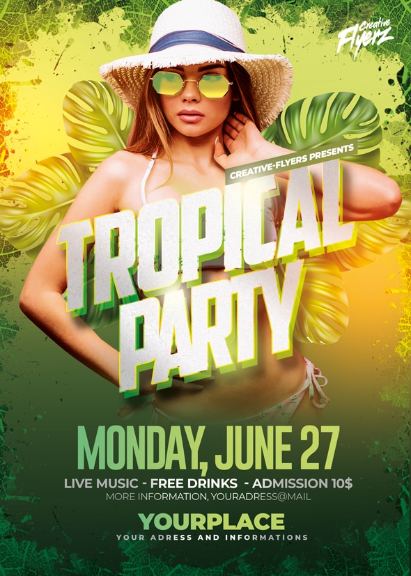 Tropical Party flyer template
