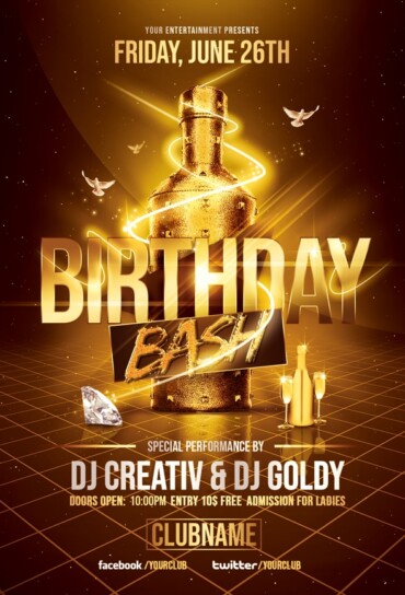 Gold Birthday Flyer Template
