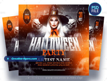 Halloween Party Flyer with witch-4 Halloween Party Flyer with witch