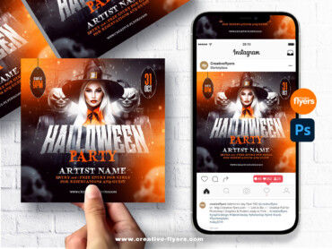 Halloween Party Flyer with witch-5 Halloween Party Flyer with witch