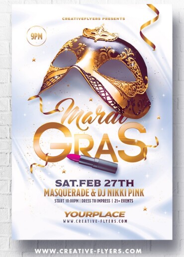 Classy Mardi Gras Flyer PSD