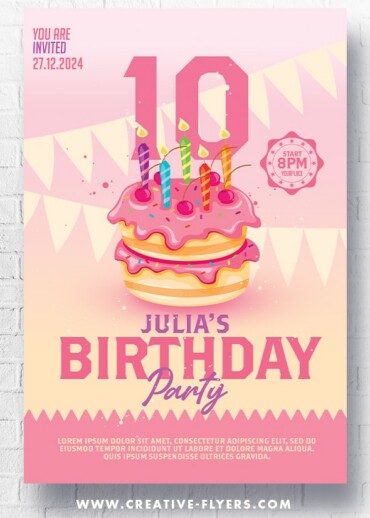 Girls Birthday Invitation Flyer
