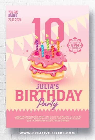 Girls Birthday Invitation Flyer