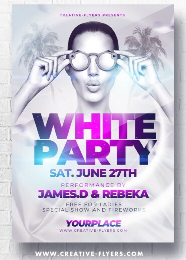 White Party Flyer PSD