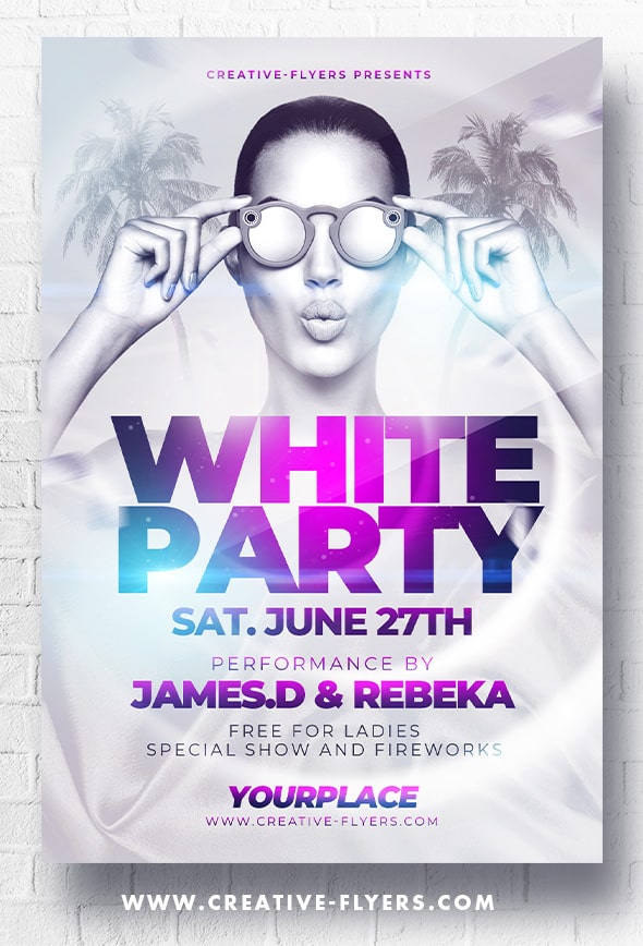 White Party Flyer PSD