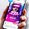 Futuristic easter flyer template