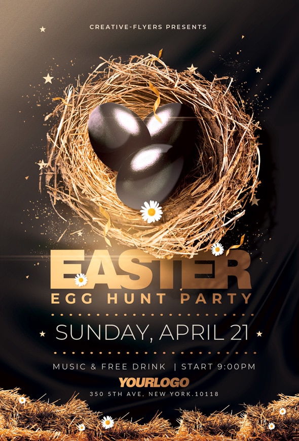 Black and Gold Easter Flyer Design