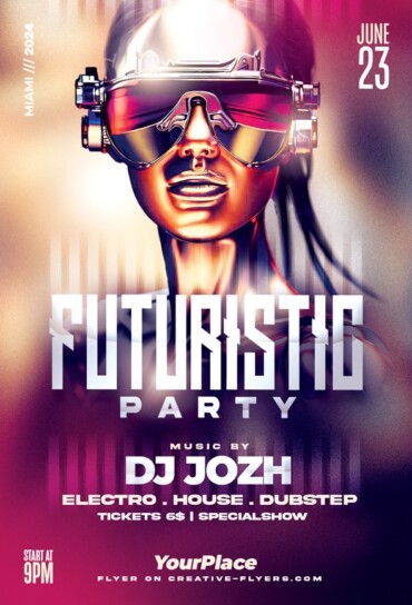 Futuristic Party Flyer PSD