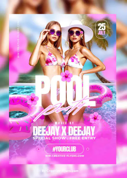 Premium Summer Pool Party Flyer PSD