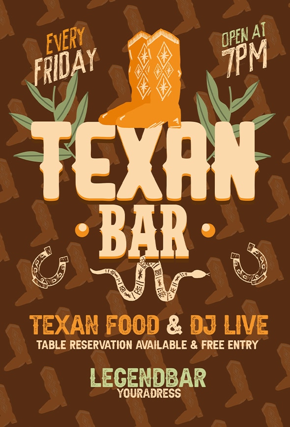 Western Bar Flyer Template
