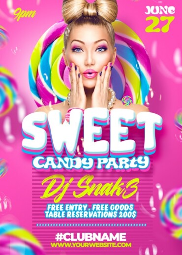 Candy party flyer template