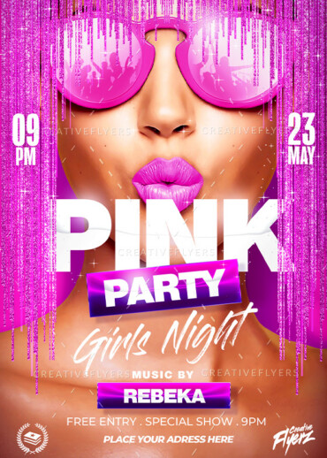 Pink Party Flyer PSD