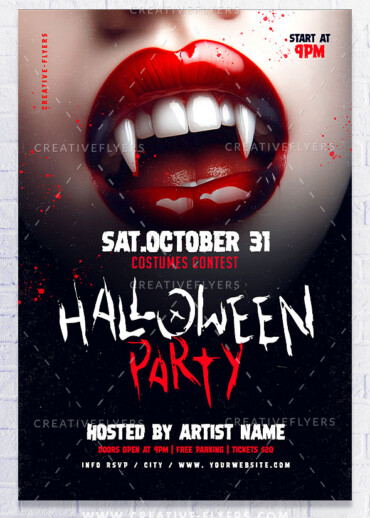 Halloween Flyer with vampire
