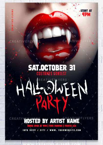 Halloween Flyer with vampire