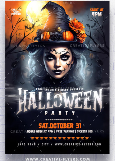 Halloween Party Flyer with Witch
