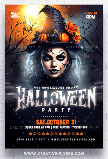 Halloween Party Flyer with Witch