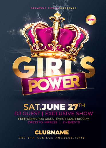 Girls party flyer Template