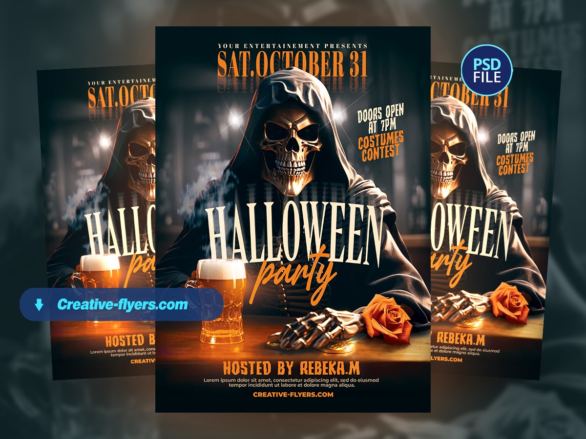 Halloween Party Flyer Creative Halloween Poster for Adobe Photoshop