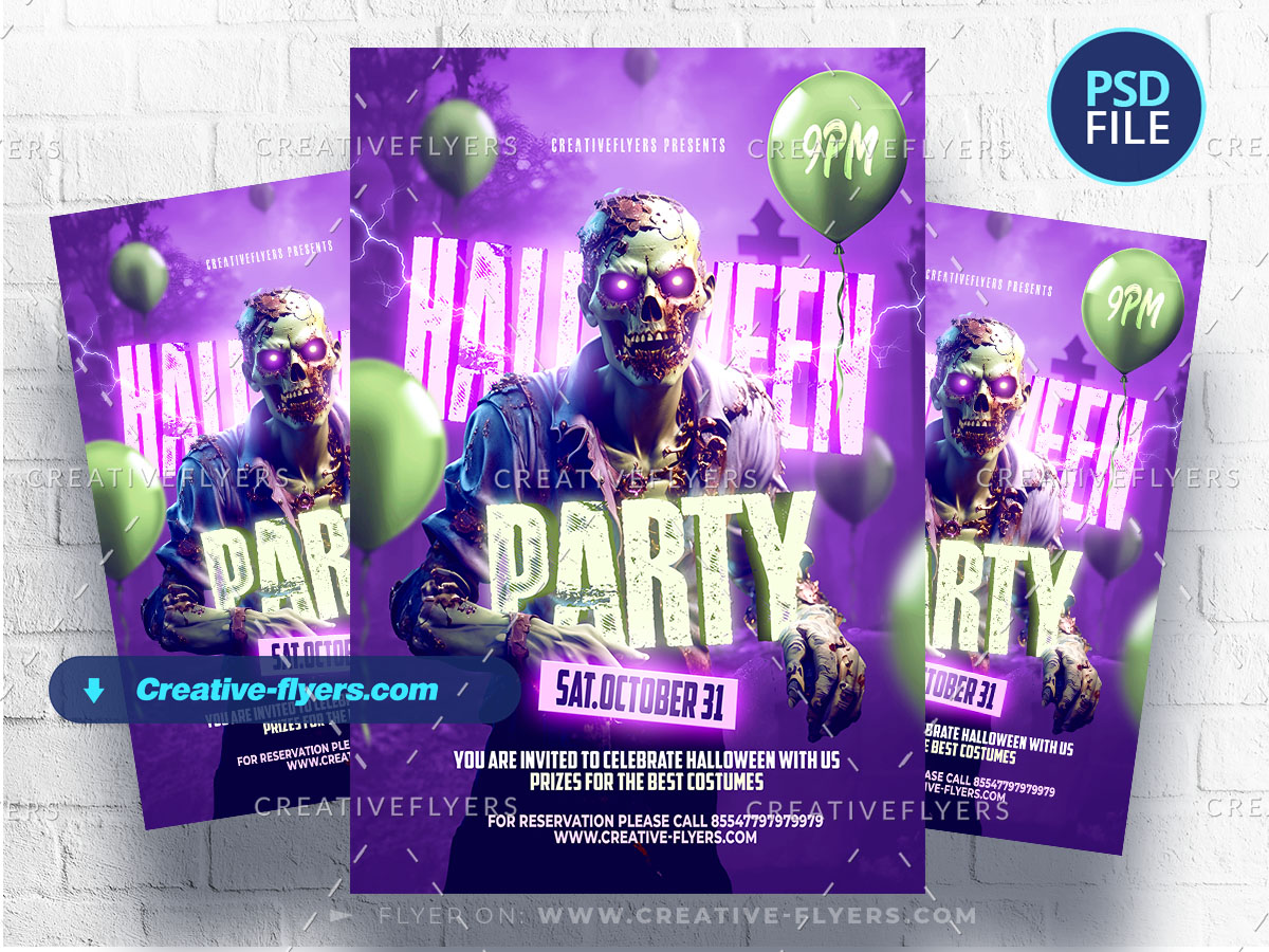 Halloween Party Flyer Zombie flyer template