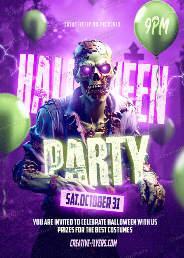 Zombie party flyer template