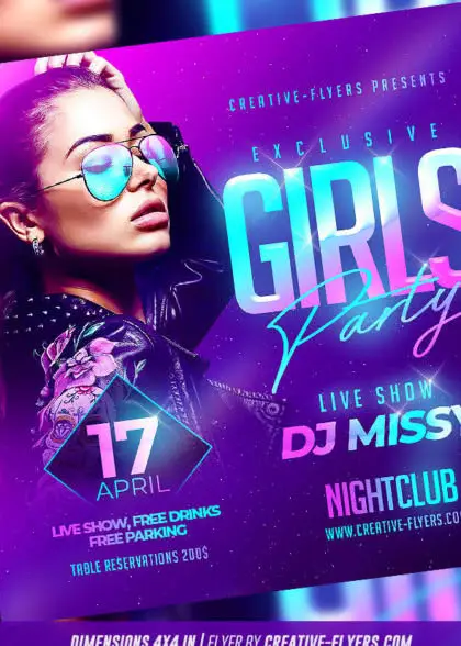 Girls Party Psd flyer