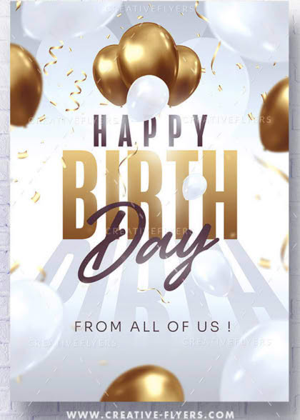 Birthday Design with gold Balloons