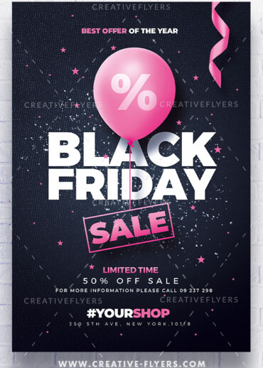 Black and pink flyer template