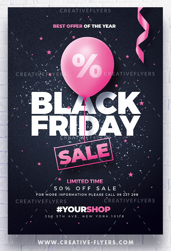 Black and pink flyer template