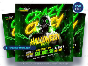 Crazy Halloween Club Party-4 Crazy Halloween Party Flyer