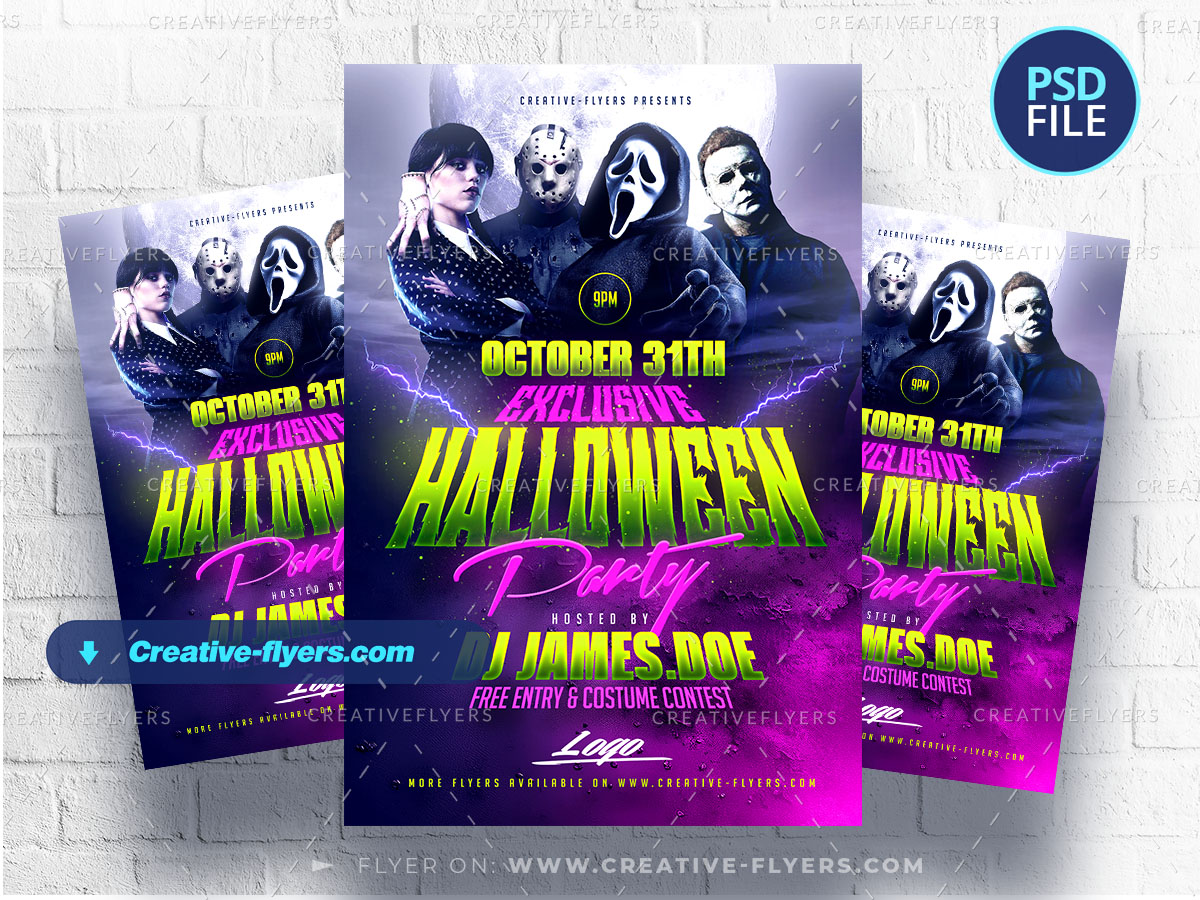 Halloween Party Flyer Halloween Flyer with Horror Movie Characters
