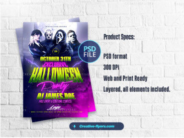 Halloween Party poster Design-3 Halloween Flyer with Horror Movie Characters