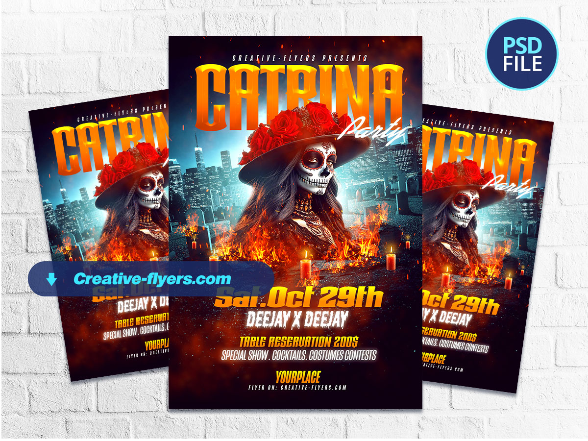 Halloween Party Flyer Catrina Party design