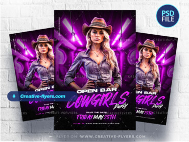 Cowgirls Party Flyer2 Nightclub Cowgirls party Design