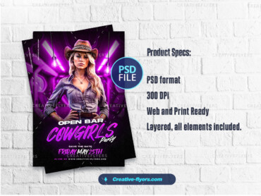 Cowgirls Party Flyer3 Nightclub Cowgirls party Design