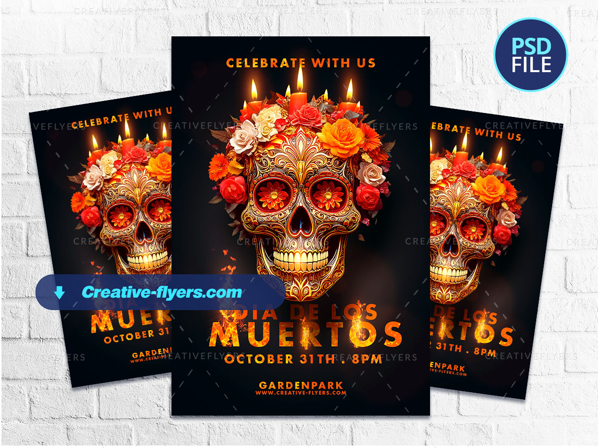 Halloween Party Flyer Dia de Los Muertos Party flyer