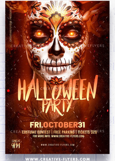 Halloween Poster with Catrina Mask