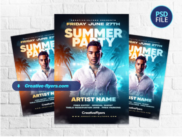 Nightclub Summer Flyer (2) Customizable Photoshop poster