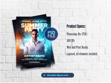 Nightclub Summer Flyer (3) Customizable Photoshop poster