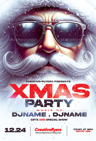 Christmas Flyer with Santa Claus illustration